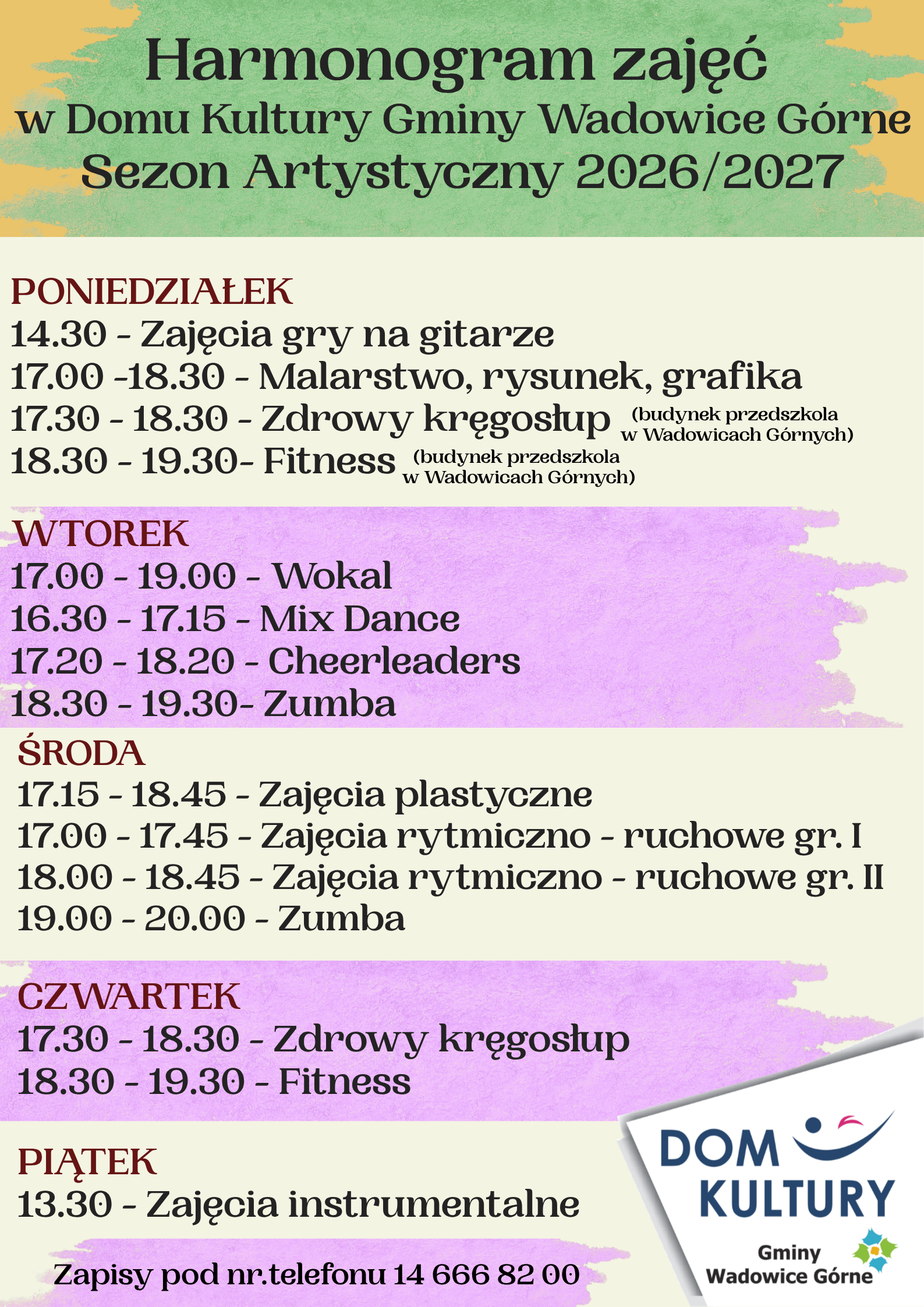 Harmonogram zajęć 26/27